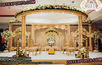 Gujrati Wedding Triple Pole Wood Mandap