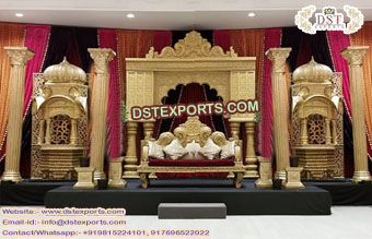 Grand Golden Theme Wedding Stage