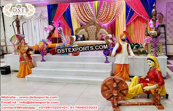 Punjabi Mehndi Setup with Decorative Statues