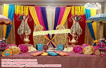 Stylish Sangeet Stage Paisley Backdrops