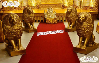 Golden Fiberglass Lion StatuesWeddingDecor