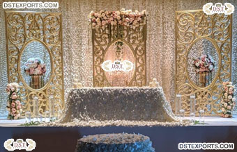 Dazzling Wedding Gold Frames Stage Backdrop