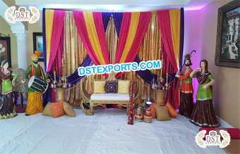 Punjabi Fusion Theme Mehndi Stage Decoration
