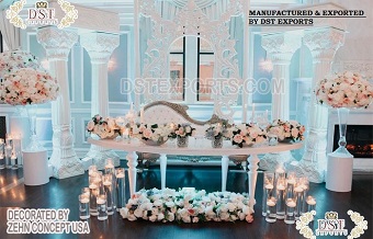 Romantic White Theme Wedding Stage Setup