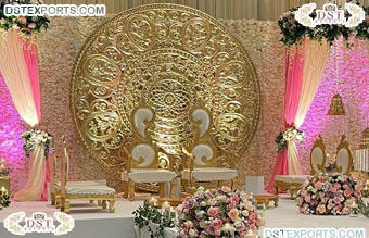 Wedding Mandap Backdrop Round Gold Frame