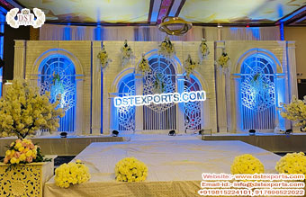 White Victorian Stage for Wedding Reception
