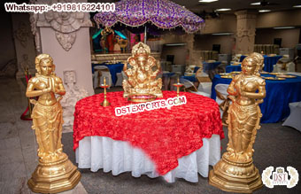 Buy FRP Ganesha With Deep Lady Statue Online