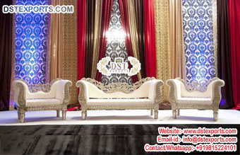Stunning Silver Finish Bride Groom Sofa Set