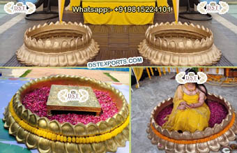 Golden Lotus Fiber Urli for Haldi Ceremony