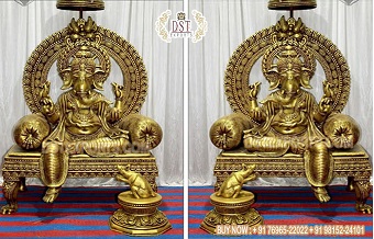 Golden Ganapati Statue For Traditional Wedding Dec