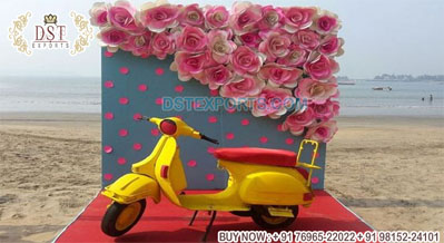 Colorful Wedding Photoshoot Scooter Decor