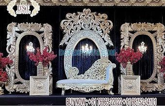 Stylish Silver Carved Frame For Wedding Stage