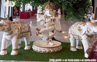 White Gold Natarajan Ganesha With Elephants