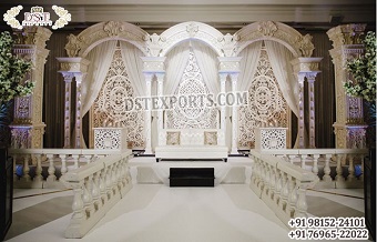 Lavish Style White Theme American Wedding Stage