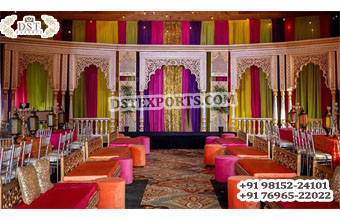 Royal Banquet Hall Mehndi Stage Decor Setup