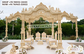 Marvelous Mayur Indian Wedding Wooden Mandap