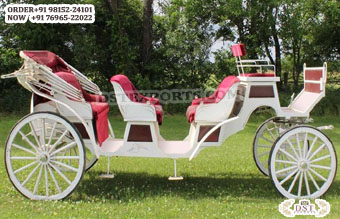 Elegant White Sightseeing Limousine Horse Carriage