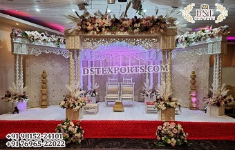 North Indian Wedding Triple Pillars Mandap Decor