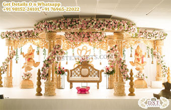 Prettiest Wooden Carved Triveni Mandap for Wedding