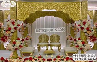 Dazzling Indian Wedding Marwari Golden Mandap