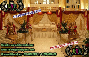 Indian Wedding Golden Carved Fiber  Mandap Set