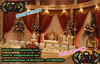 Muslim Wedding Golden Carved Stage/Wedding Stages