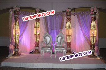 Asian Wedding Bottle Pillar Stage