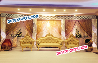 New Asian Wedding Crystal Pillar Stage Set