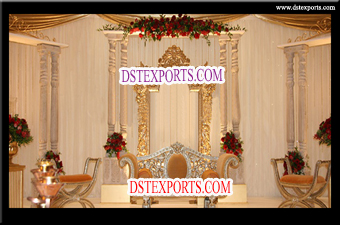Latest Asian Wedding Wooden Pillar Stage Set