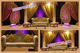 Muslim Wedding Lighted gold stage Set