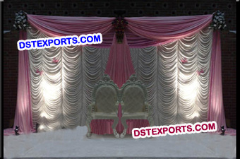 Wedding Stage Elegant White Pink Backdrop