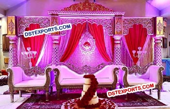 Muslim Wedding Carved Pillar Stage Set