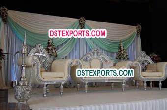 Asian wedding Silver Carved Sofa Set