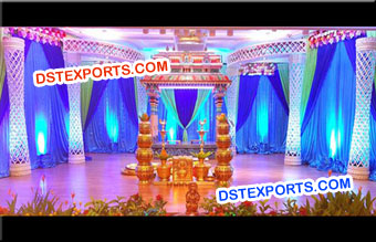 Latest Asian Wedding Crystal Pillar Stage