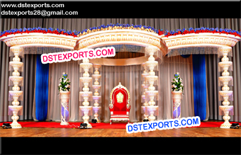 Fiber Fountain Pillar Wedding Mandap Stage Decors
