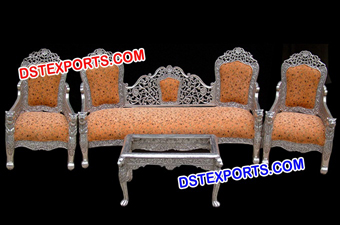 Silver Metal Victorian Wedding Sofa Set