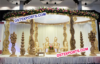 Wedding Wooden Peacock Pillar Mandap