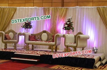 Indian Wedding Golden Carved Furniture