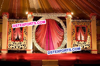 Beautiful Wedding Stage Carved Backdrop