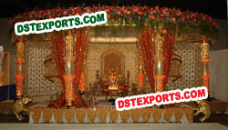 Indian Wedding Golden Crystal Mandap Stage