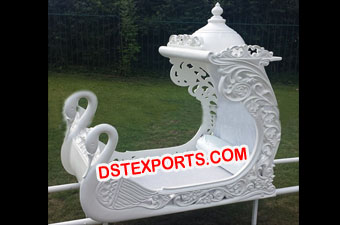 Wedding Pearl White Carved Swan Doli