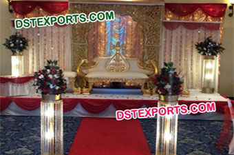 Asian Wedding Maharaja Stage with Crystal Columns