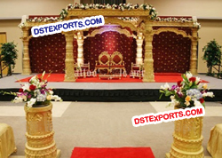 Gujrati Indian Wedding Gold Dev Mandap