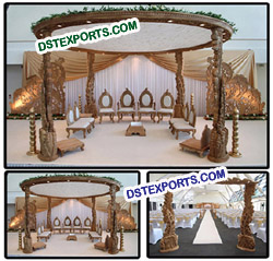 WEDDING PEACOCK WOODEN MANDAP SET