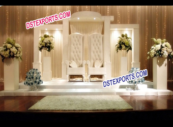 English Wedding White Stage With High Back Chairs