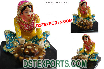 Punjabi Culture Statue Chakki Grinding the Wheat