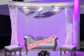 Latest Asian Wedding Crystal Pillar Stage Set