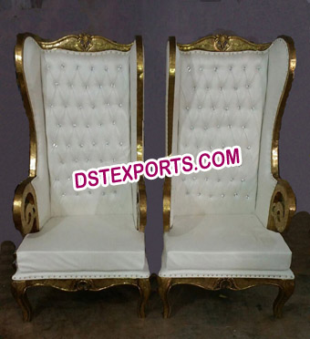 Gold Wooden High Back Throne Chairs for Wedding