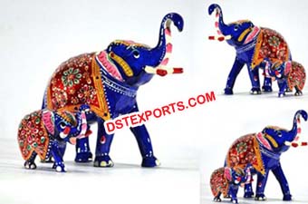 Metal Statue Hand Painted Elephant Sculpture