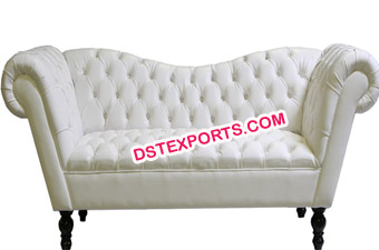 White Leather Tufted Two Seater